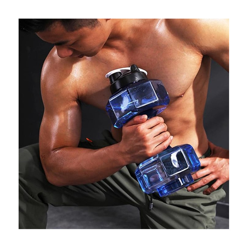 Dumbbell Shape Water Bottle 2.6L Portable Large Capacity Sports Fitness Water Bottle